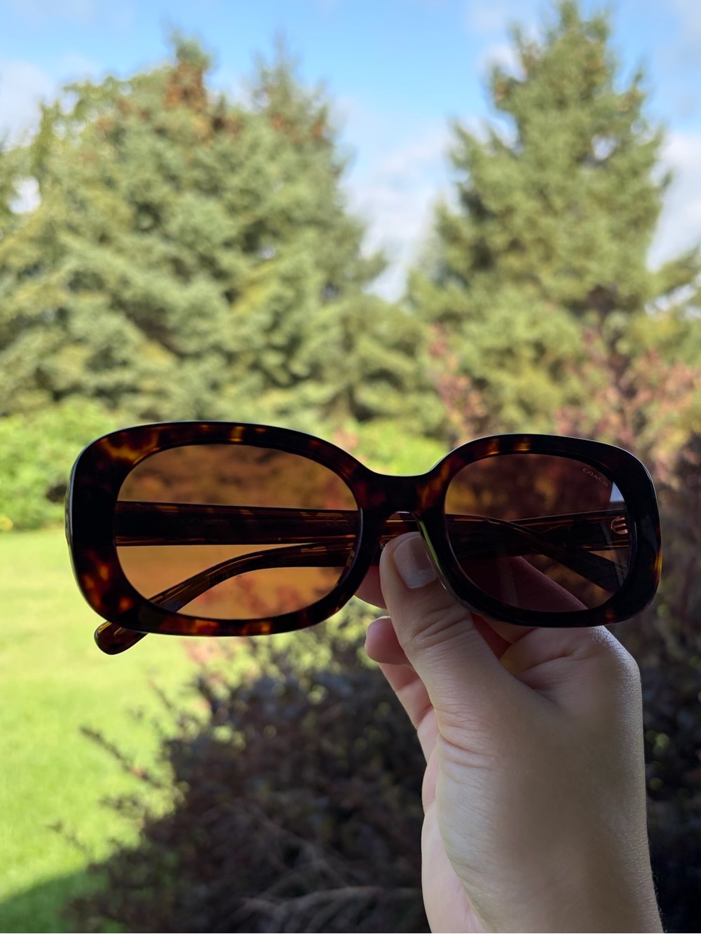 Coach sunglasses HC8358U classic dark tortoise rectangular flame sunglasses